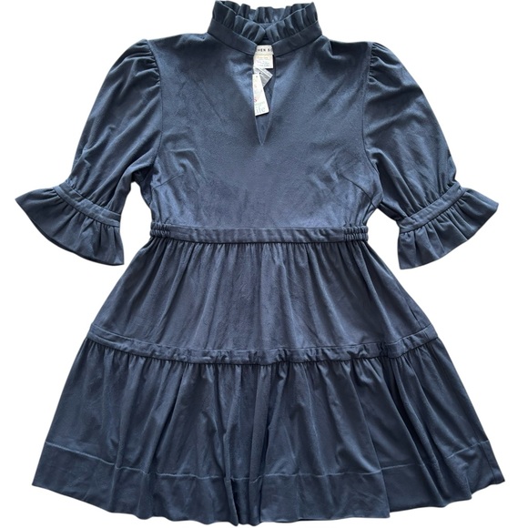 GRETCHEN SCOTT ULTRA SUEDE TEARDROP DRESS NAVY NWT SIZE LARGE - Picture 2 of 11